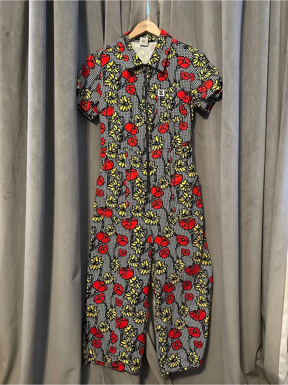Lucy & Yak Ragan Short Sleeve Jumpsuit- Poppy Print size US 6 - Picture 1 of 9